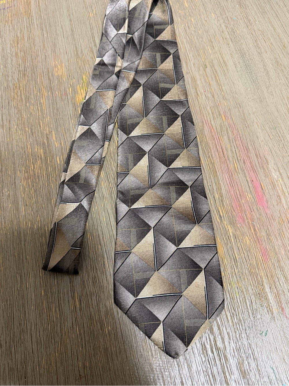 George Machado Zylos Platinum 100% Silk Geometric Men’s Tie